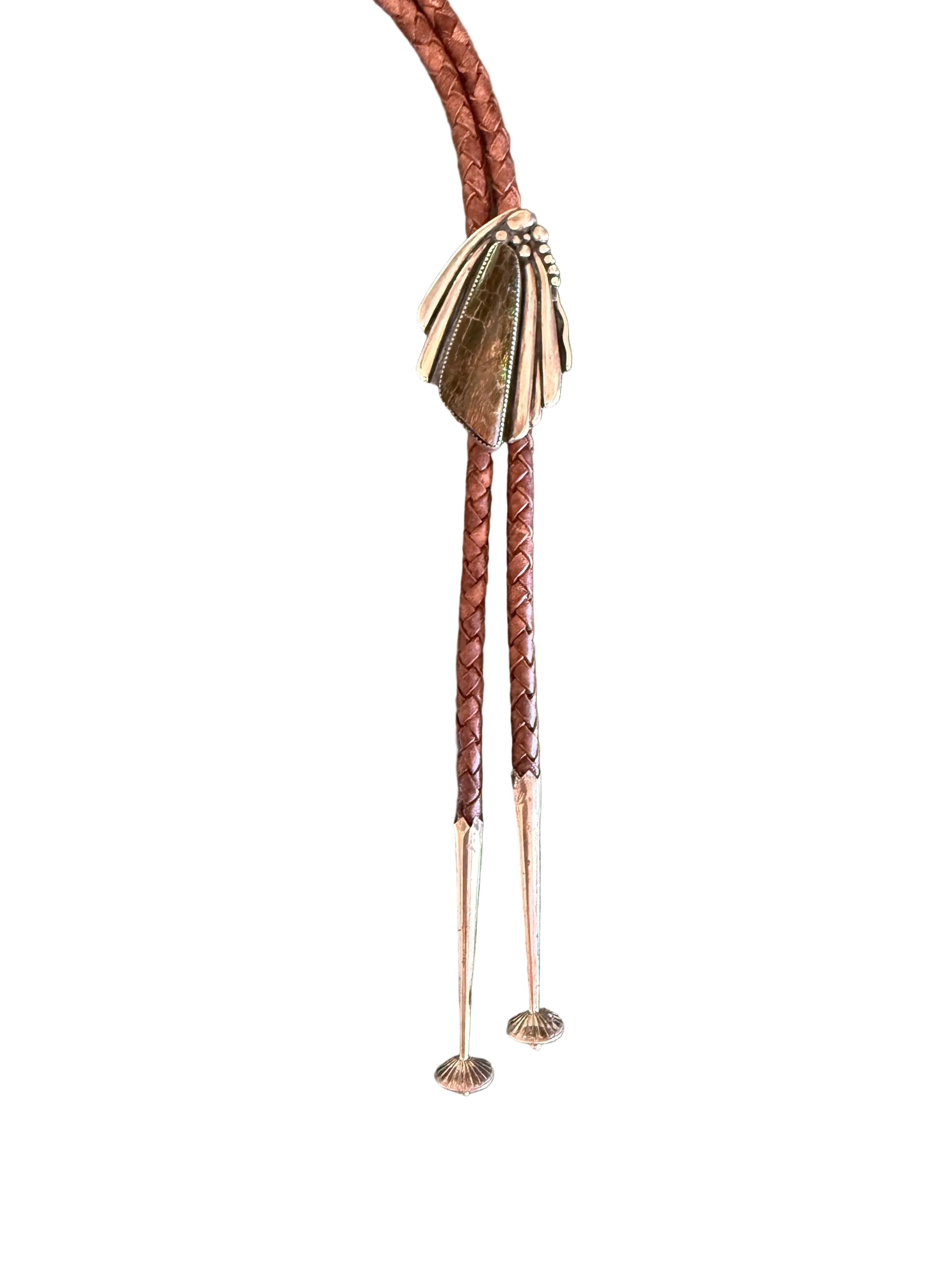 Opalized petrified wood bolo tie
