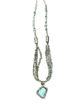 Labradorite chip necklace w/ larimar pendant