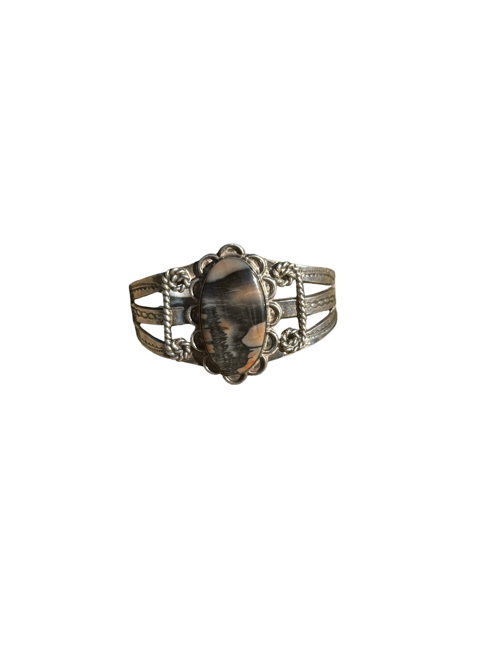 Harvey era petrified wood oval cuff